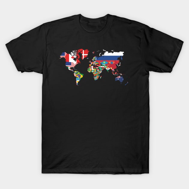 World Map Country Flag Atlas T-Shirt by swissles